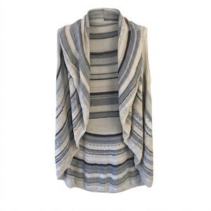 Cupio Blue and Cream Striped Women's Sweater Vest Size L Cottagecore Coastal